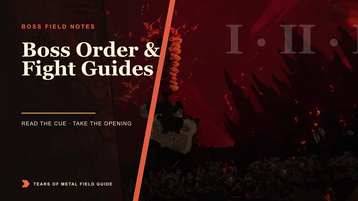 Tears of Metal Bosses: Order, Preparation and Fight Guides guide cover using official Tears of Metal game imagery