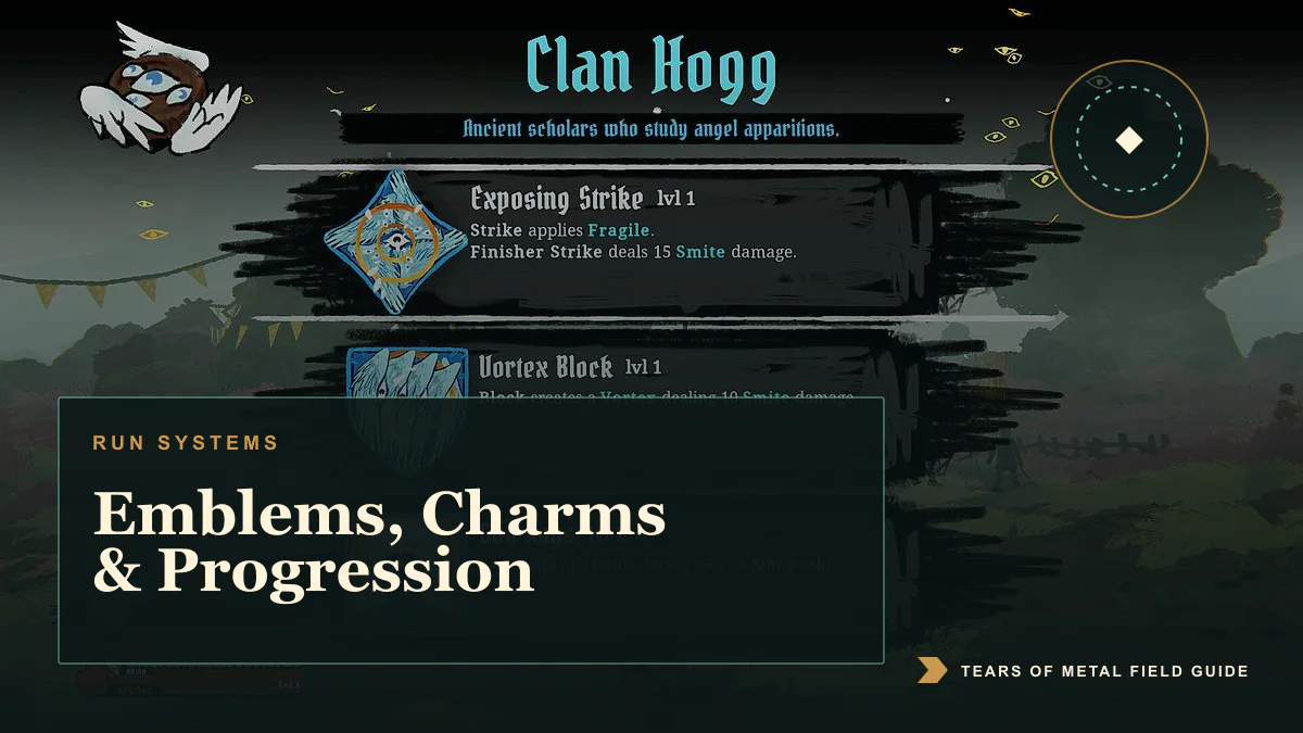 Tears of Metal Systems Guide: Emblems, Charms and Progression guide cover using official Tears of Metal game imagery